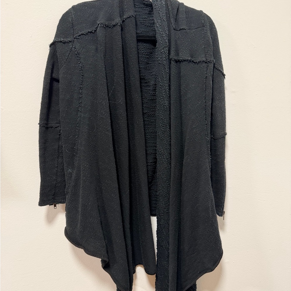 Free People Charcoal Draped Cardigan